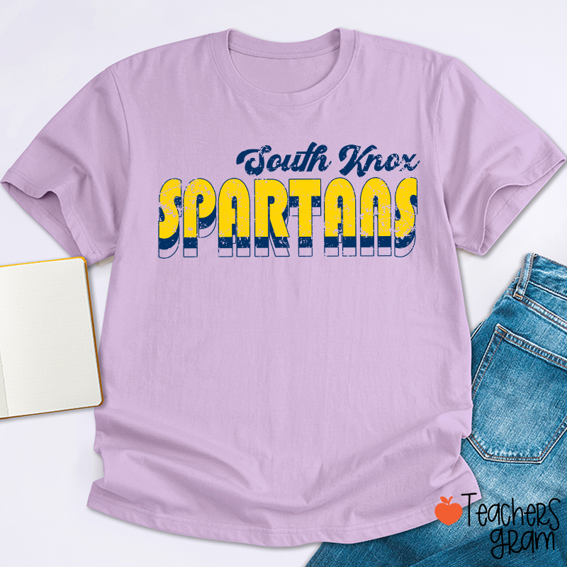Personalized Mascot And School Name Distressed Retro Spirit Teacher T-Shirt