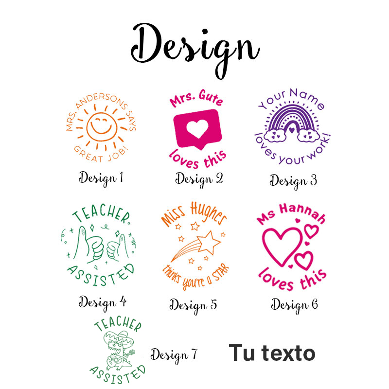 Personalized Unique Design Bilingual Teacher Stamp