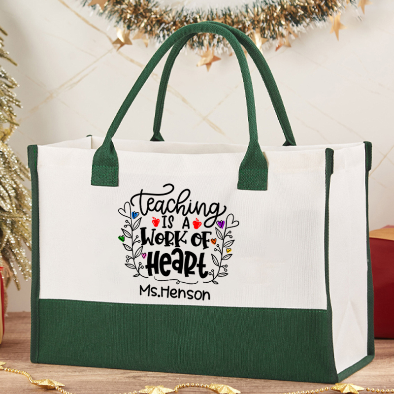 Personalized Teaching Is A Work Of Heart Teacher Cotton Tote Bag