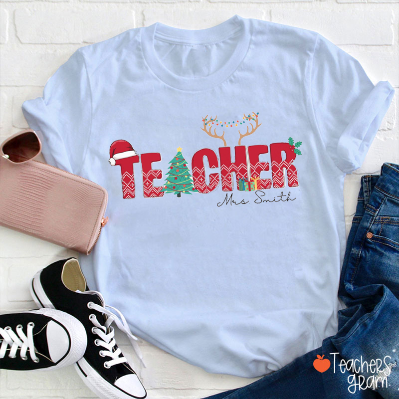 Personalized Christmas Teacher T-Shirt