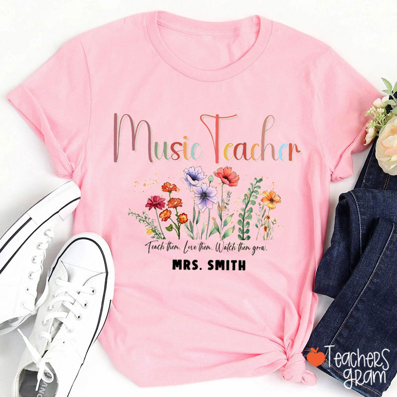 Personalized Subjects Teacher Watch Them Grow Teacher T-Shirt