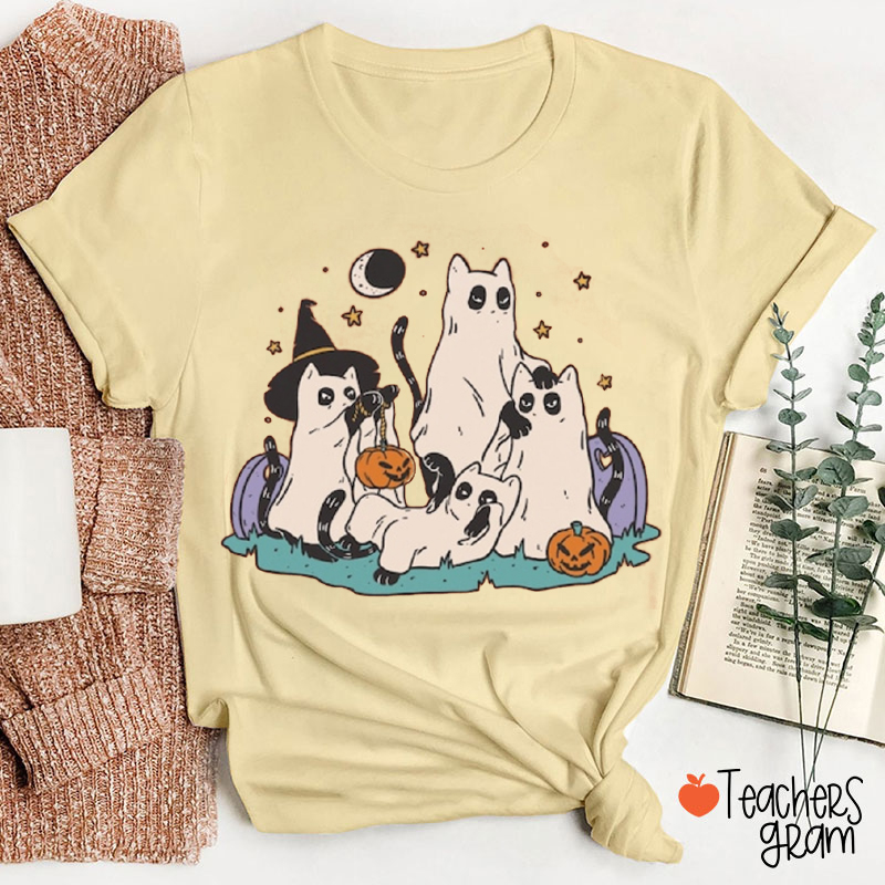 Kitty Halloween Teacher T-Shirt