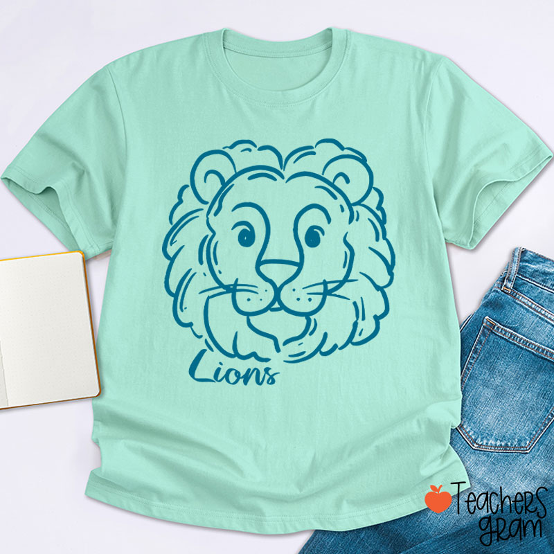 Personalized Mascot Cute Simple Line Drawing Teacher T-Shirt