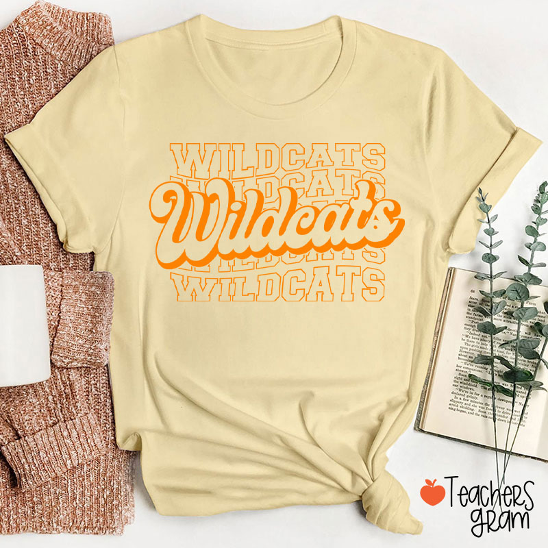 Personalized Mascot Wave School Spirit Teacher T-Shirt