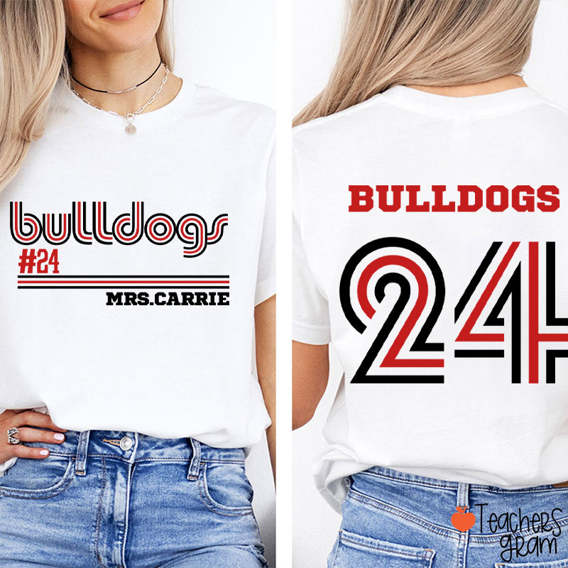 Personalized Mascot Name Game Day Teacher Two Sided T-Shirt