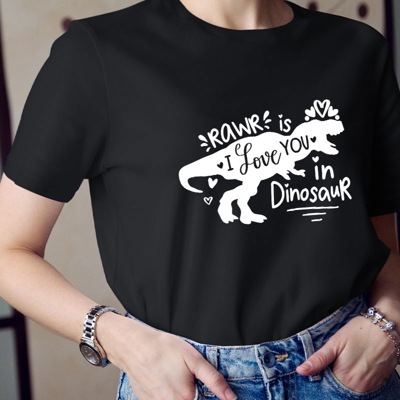 Rawr Is I Love You In Dinosaur Teacher T-Shirt