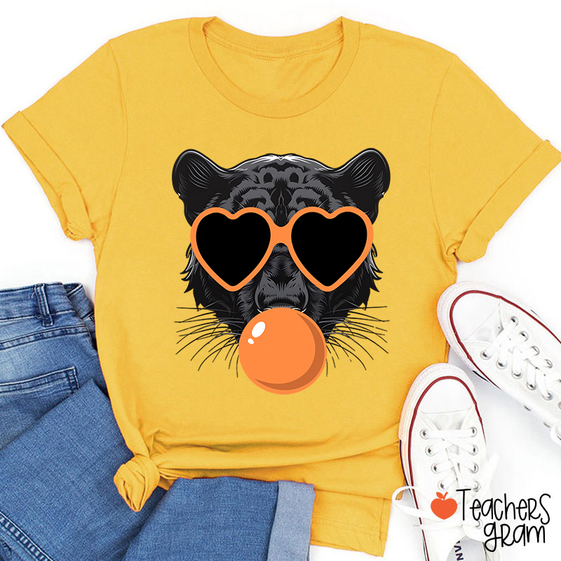 Personalized Mascot Heart Glasses Bubble Blowing Teacher T-Shirt
