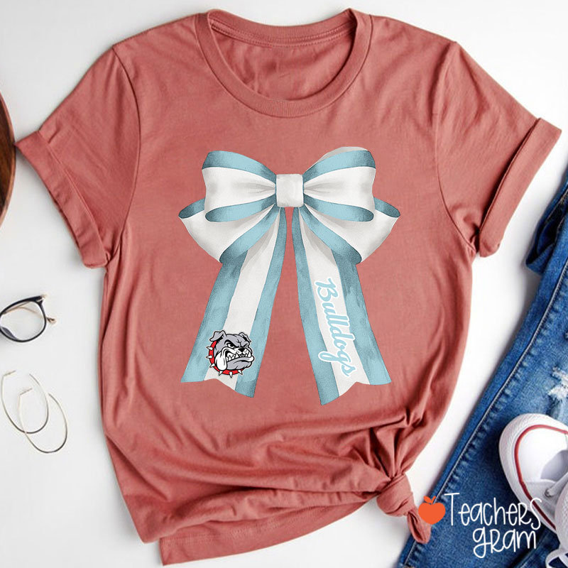 Personalized Mascot Coquette Bow Teacher T-Shirt