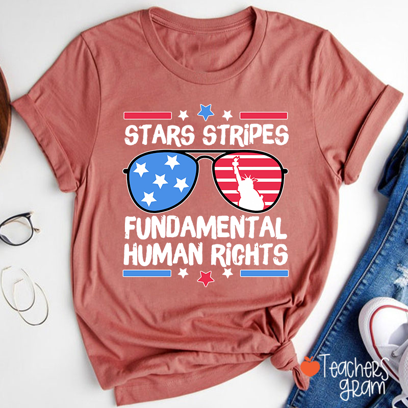 Stars Stripes Fundamental Human Rights Teacher T-Shirt