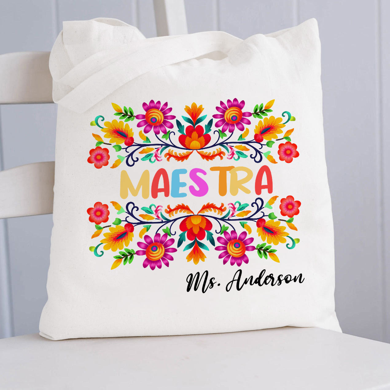 Personalized Name Maestra Teacher Tote Bag