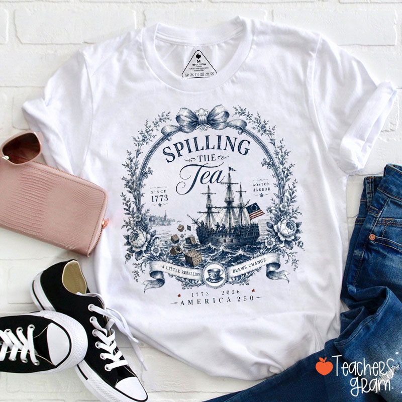 Vintage Floral Bow Ship Teacher T-Shirt