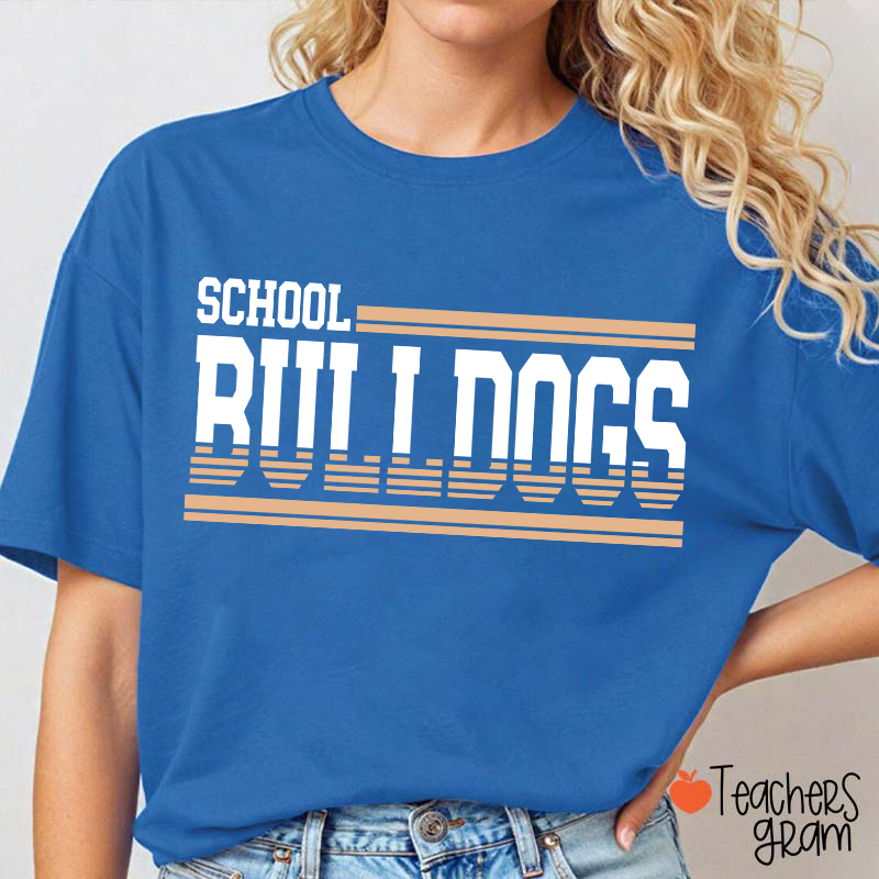 Personalized Mascot Contrasting Lines School Spirit Teacher T-Shirt    