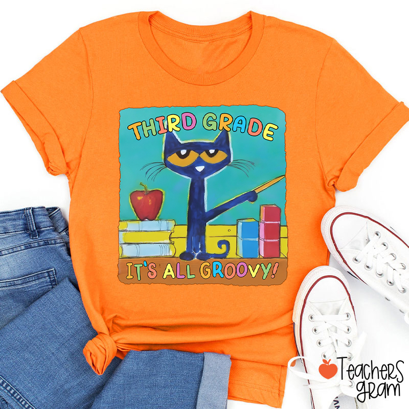 Personalized Grade It's All Groovy Teacher T-Shirt