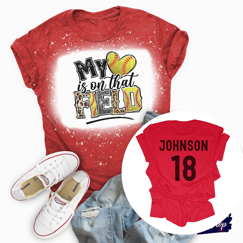 Personalized Sport My Heart Is On That Field Teacher Two Sided T-Shirt