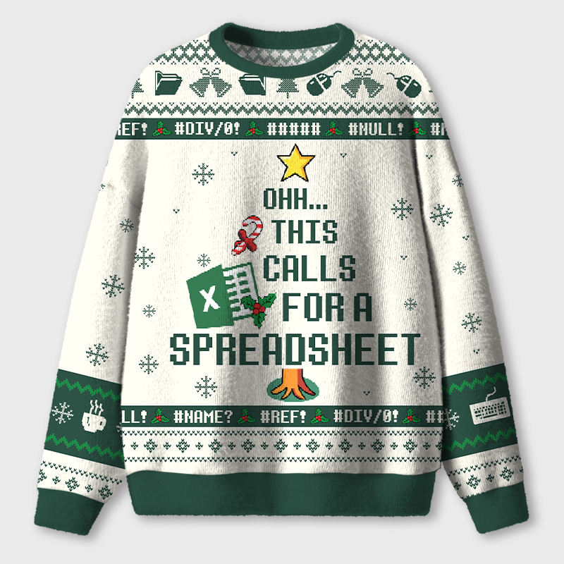 Personalized This Calls For A Spreadsheet Teacher Ugly Fluffy Christmas Sweater
