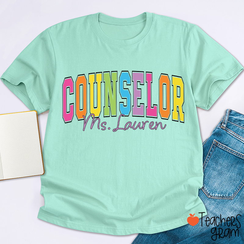 Personalized Name Grade Color Teacher T-Shirt