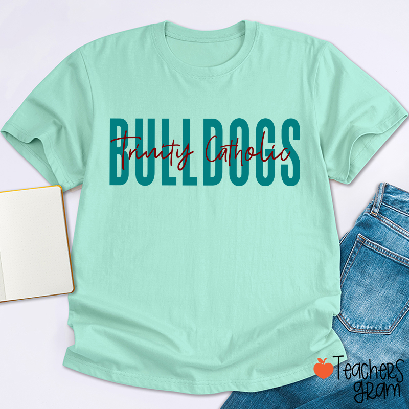 Personalized Mascot And School Name Simple Design School Spirit Teacher T-Shirt