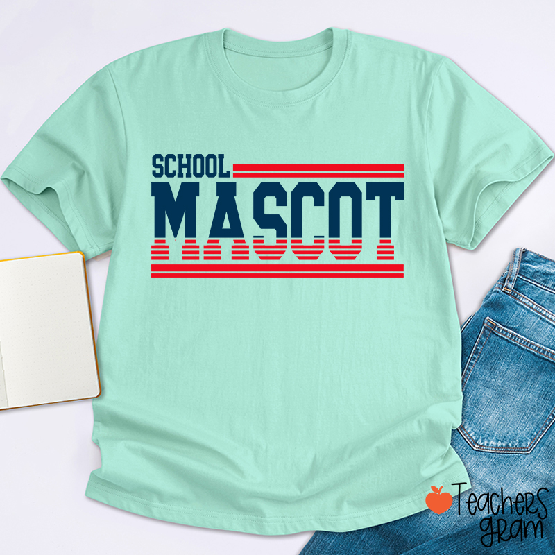 Personalized Mascot Contrasting Lines School Spirit Teacher T-Shirt    