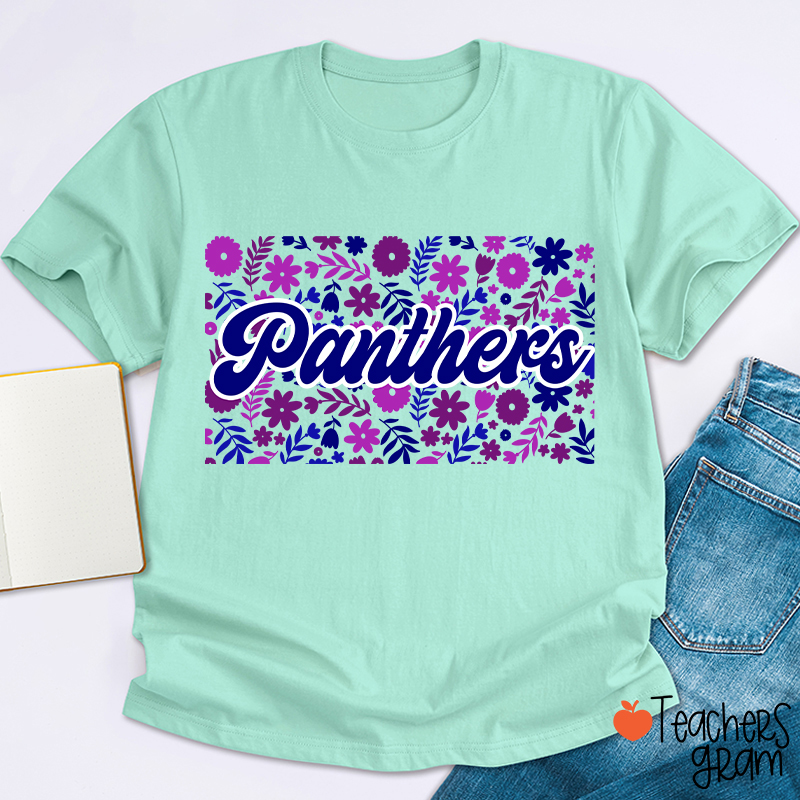 Personalized Mascot Flowers And Plants School Spirit Teacher T-Shirt