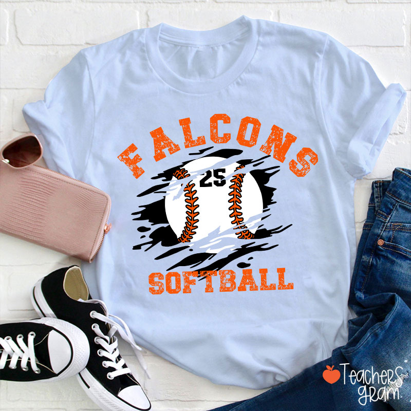 Personalized Mascot Sport And Number Game Day Teacher T-Shirt