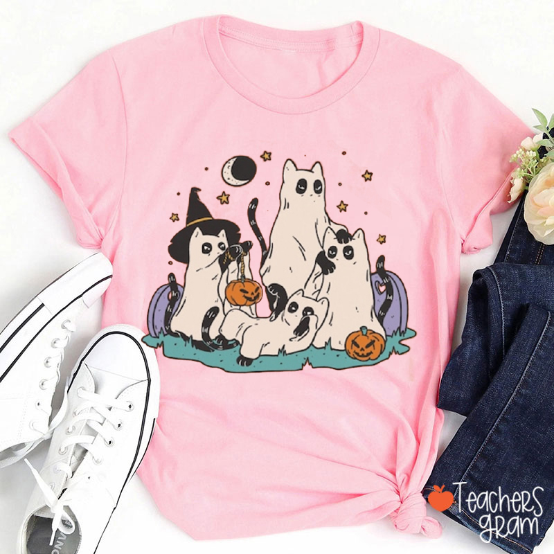 Kitty Halloween Teacher T-Shirt
