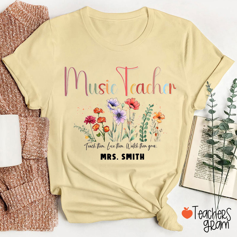 Personalized Subjects Teacher Watch Them Grow Teacher T-Shirt