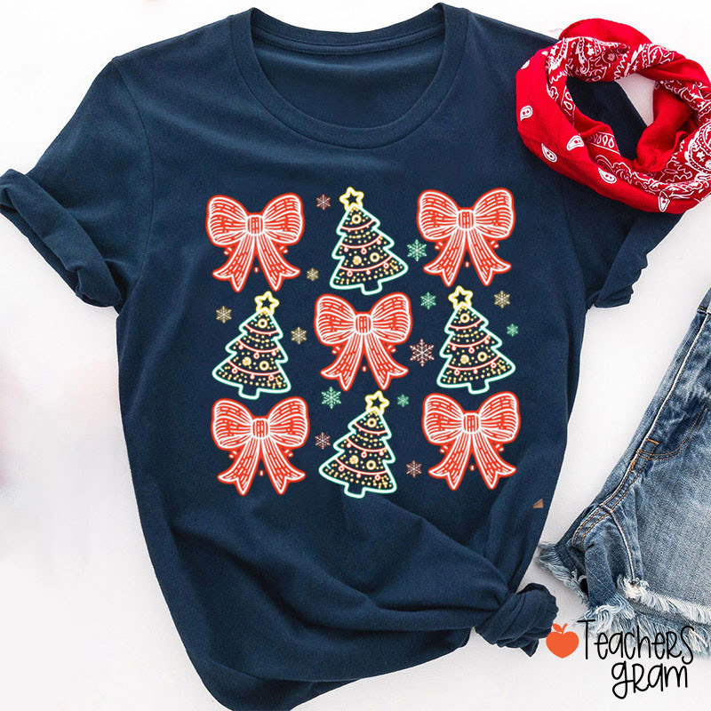 Bright Neon Christmas Teacher T-Shirt