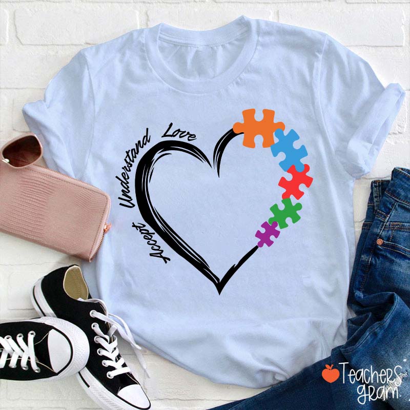 Accept Understand Love Autism Awareness Teacher T-Shirt