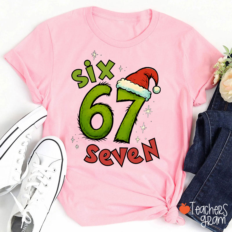 Six Seven Trending Christmas Teacher T-Shirt
