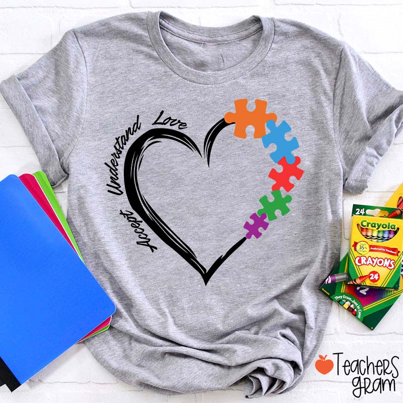 Accept Understand Love Autism Awareness Teacher T-Shirt