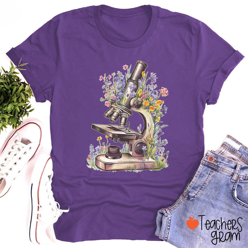 Floral Microscope Nurse T-Shirt