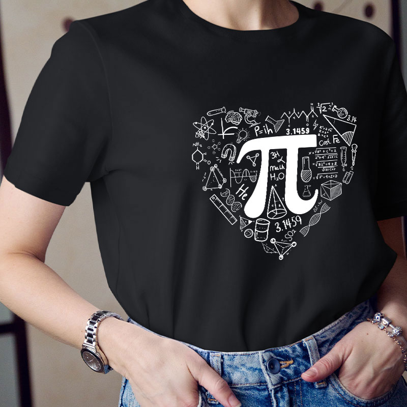 Pi Day Math Heart Teacher T-Shirt