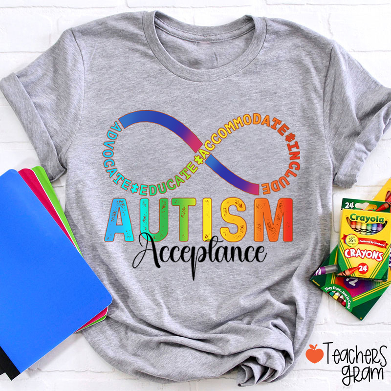 Autism Acceptance Infinity Symbol Teacher T-Shirt
