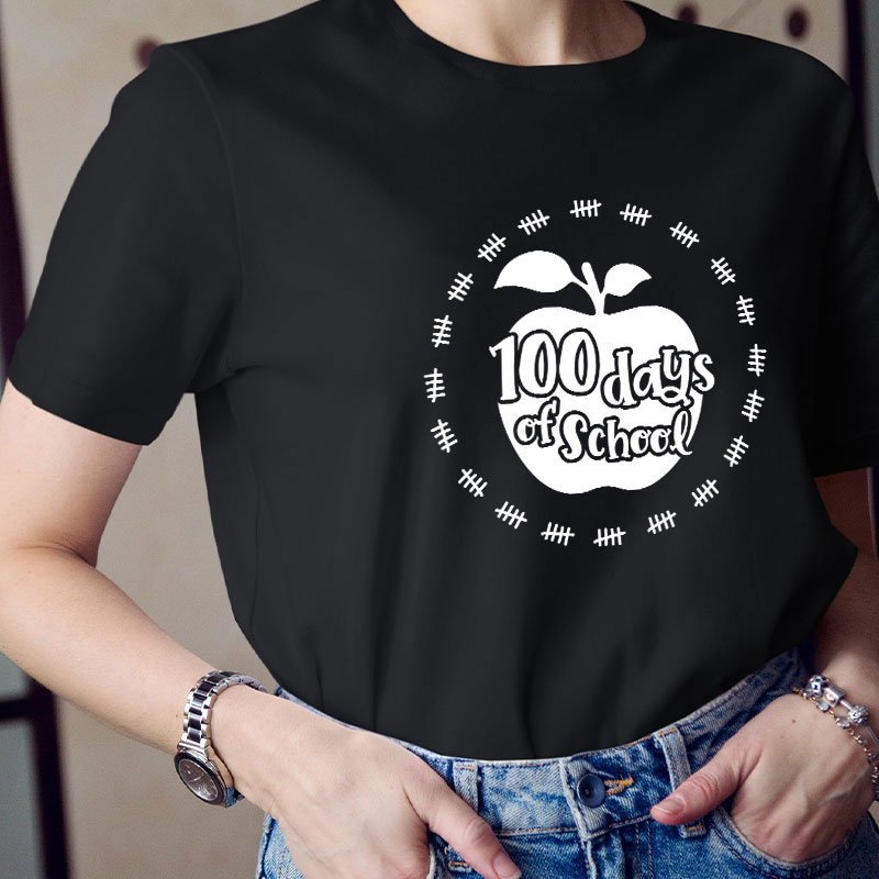 100 Days Of School Apple Teacher T-Shirt