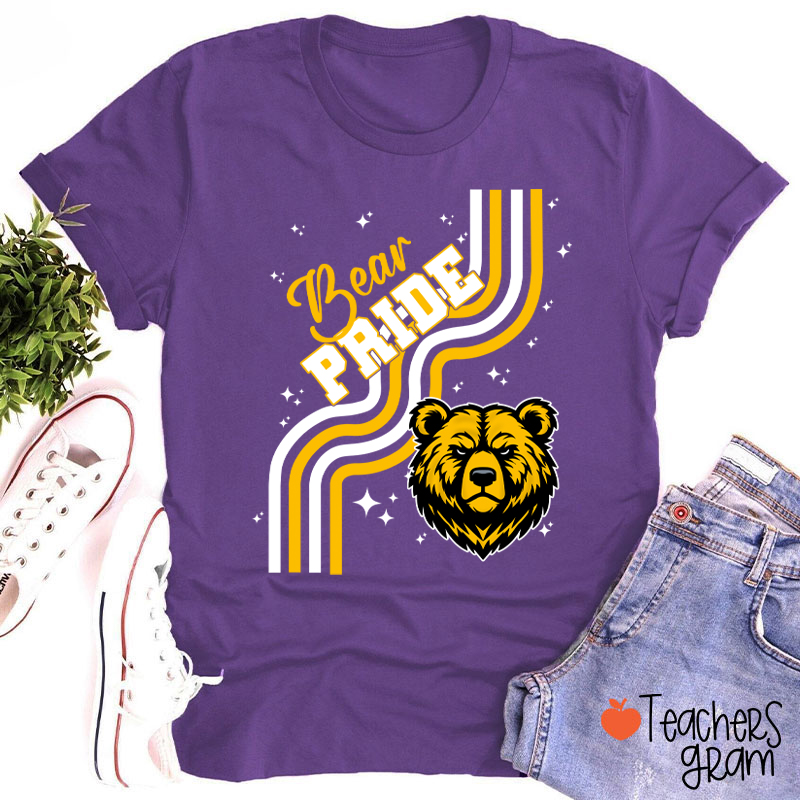 Personalized Mascot Wavy Lines Teacher T-Shirt