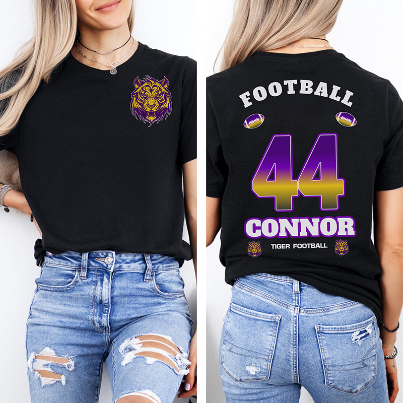 Personalized Mascot Icon And Sport Gradient Color Teacher Two Sided T-Shirt