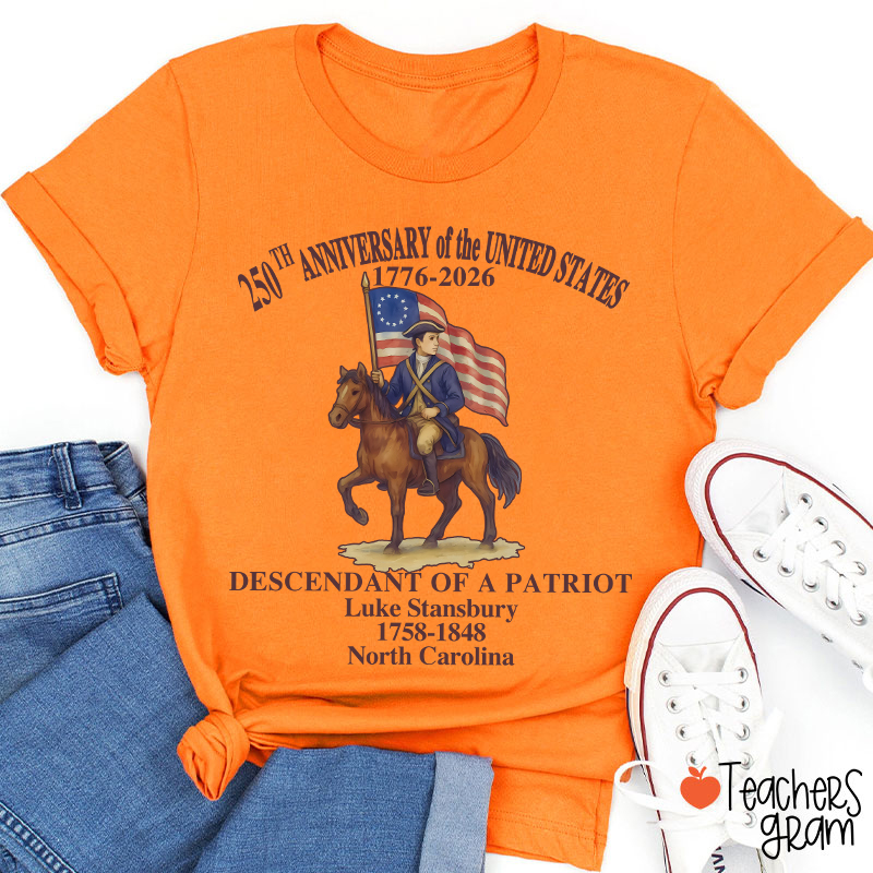 Personalized Patriotic Semiquincentennial Teacher T-Shirt