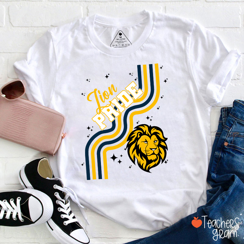 Personalized Mascot Wavy Lines Teacher T-Shirt