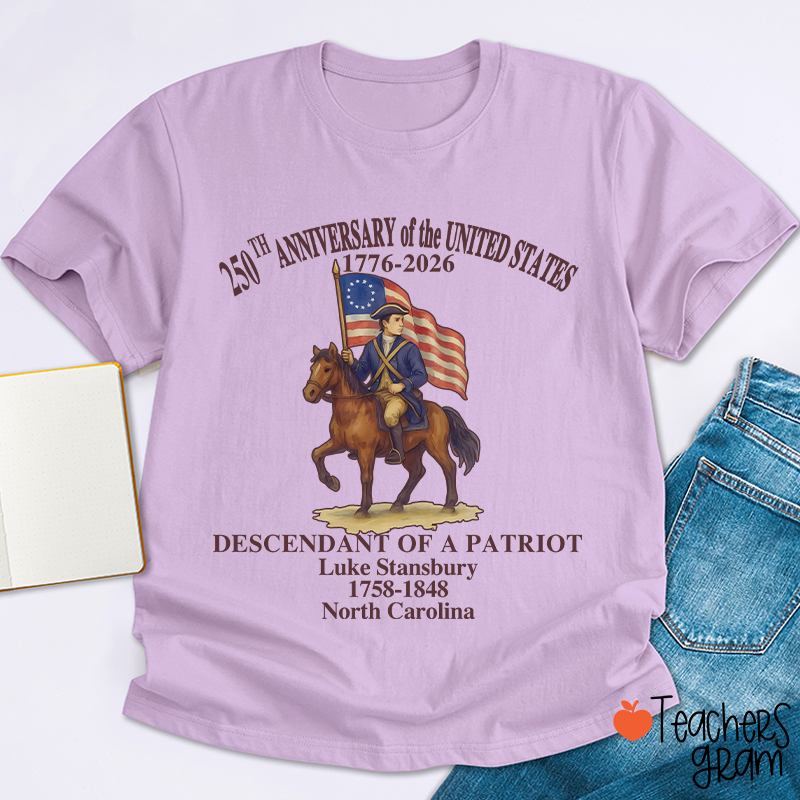 Personalized Patriotic Semiquincentennial Teacher T-Shirt