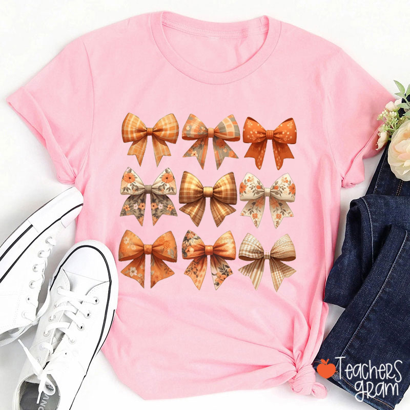 Fall Vibe Bowknots Teacher T-Shirt