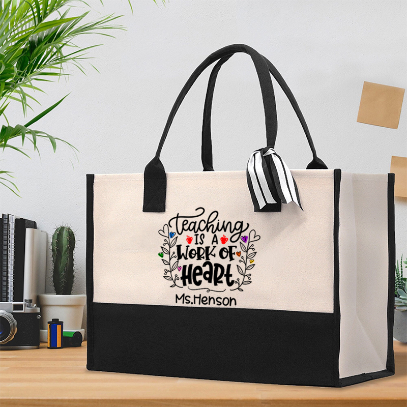 Personalized Teaching Is A Work Of Heart Teacher Cotton Tote Bag