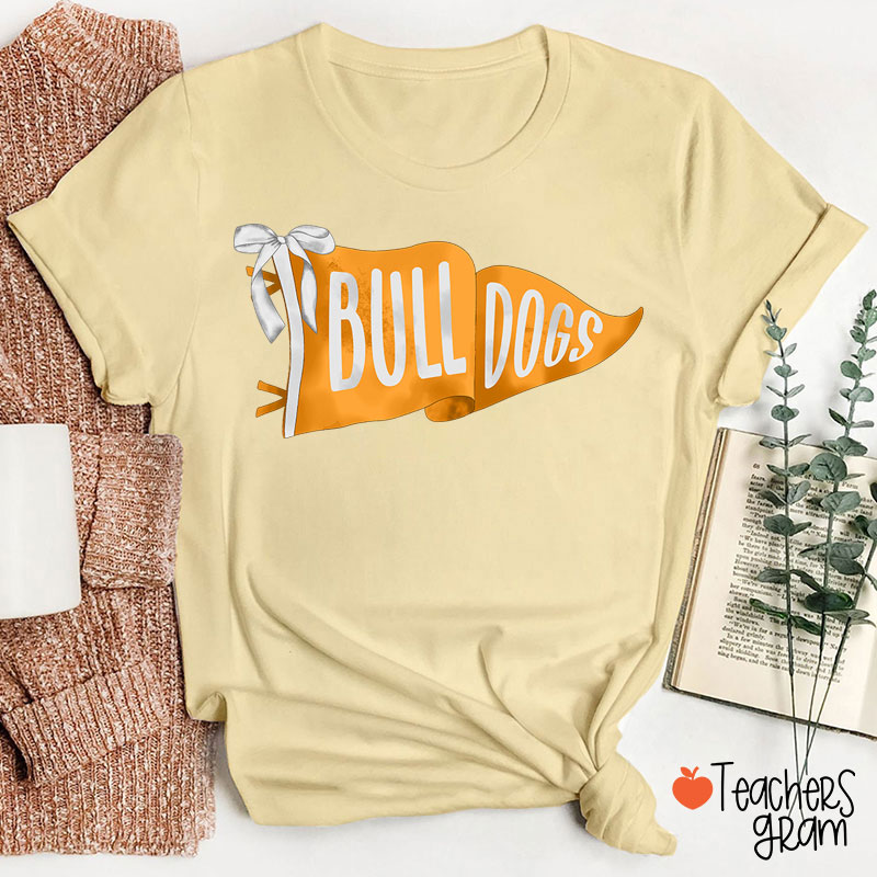 Personalized Mascot Pennant Bow Teacher T-Shirt