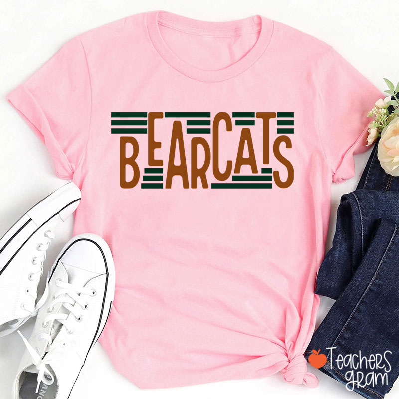 Personalized Mascot Staggered Lines School Spirit Teacher T-Shirt