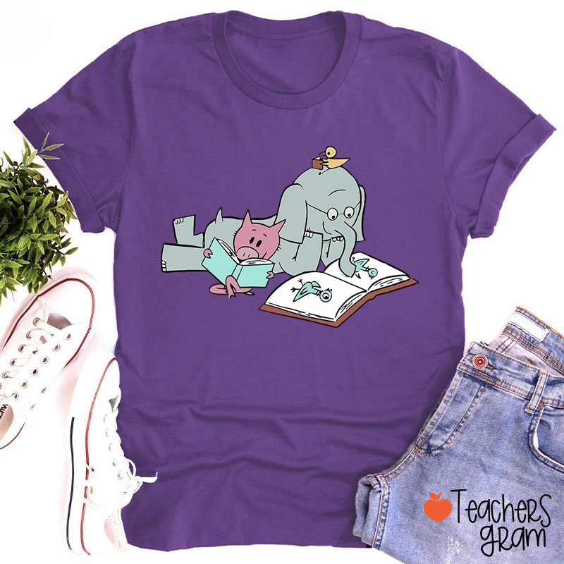 The Elephant And The Little Pig Read Together Teacher T-Shirt