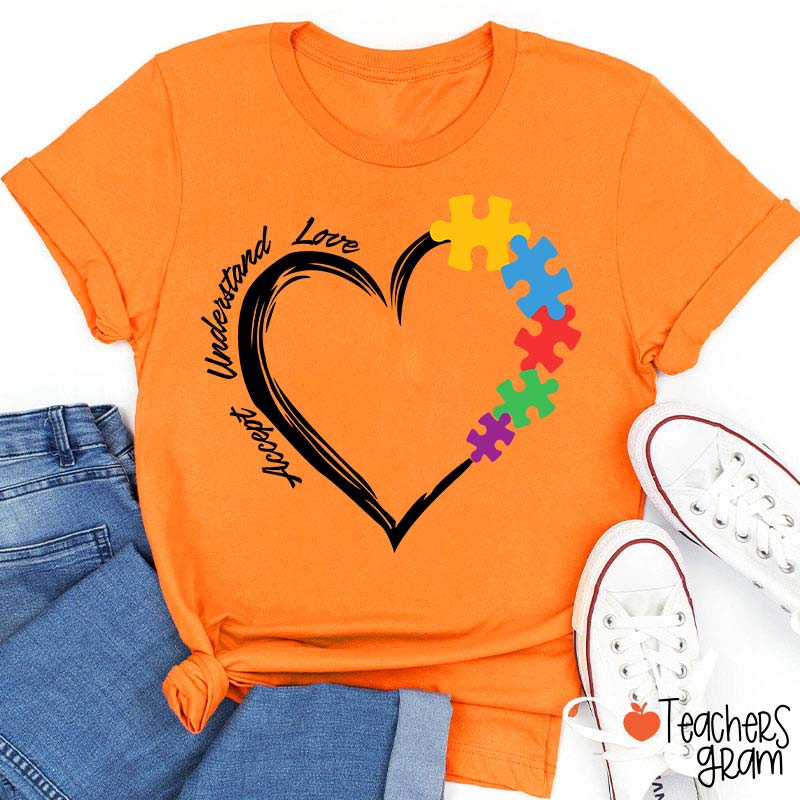 Accept Understand Love Autism Awareness Teacher T-Shirt