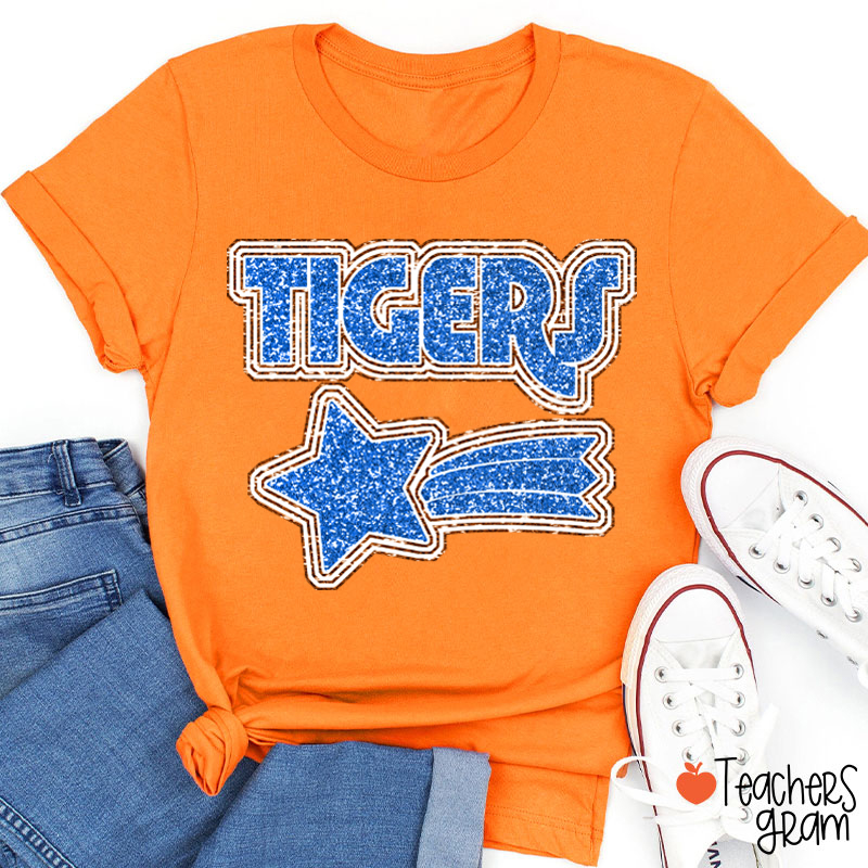Personalized Mascot Glitter Star Game Day Teacher T-Shirt