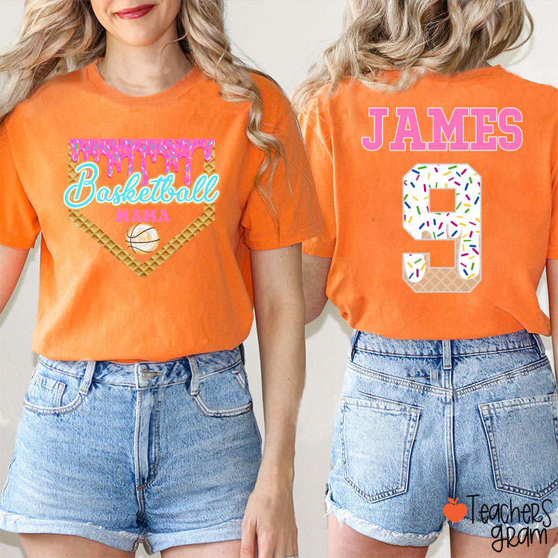Personalized Sport Ice Cream Drip Teacher Two Sided T-Shirt