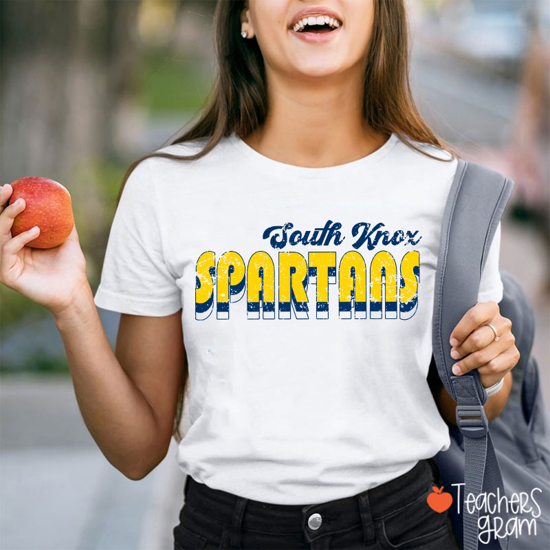 Personalized Mascot And School Name Distressed Retro Spirit Teacher T-Shirt