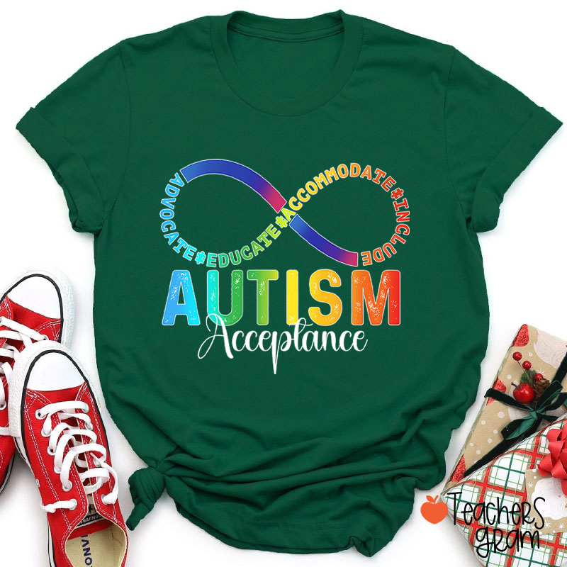 Autism Acceptance Infinity Symbol Teacher T-Shirt