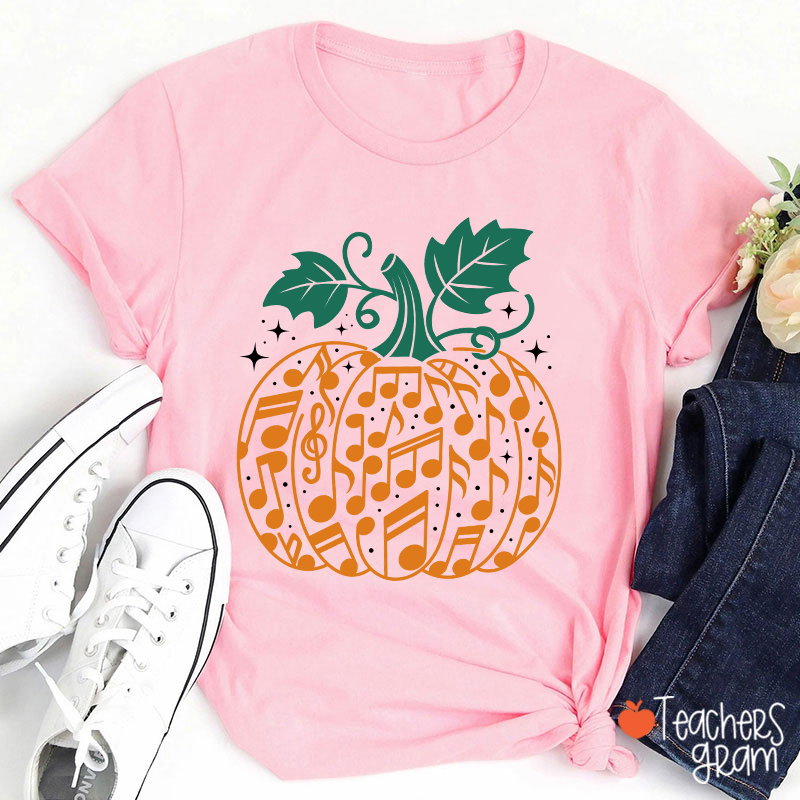 Music Note Pumpkin Teacher T-Shirt